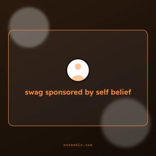 Bio For Instagram For Boy Attitude card: swag sponsored by self belief