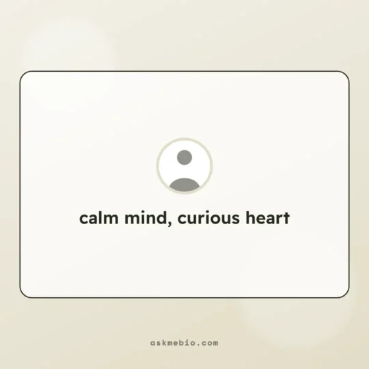 Bio Data Maker card: calm mind, curious heart