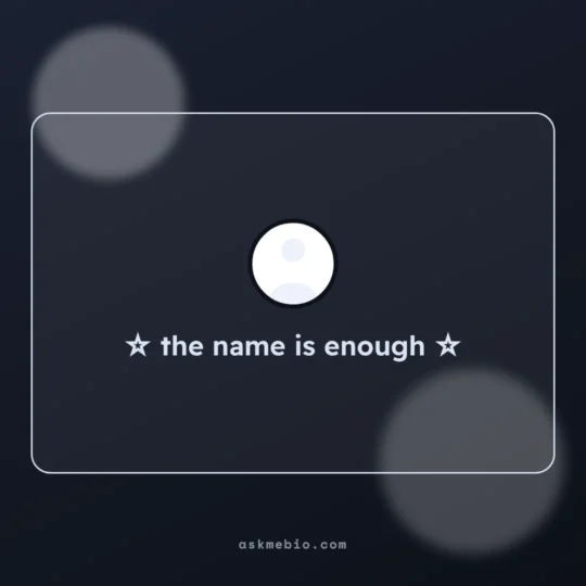 Instagram Bio For Boys Stylish Font card: ☆ the name is enough ☆
