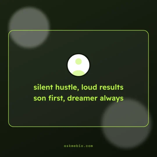 Whatsapp Bio card: silent hustle, loud results