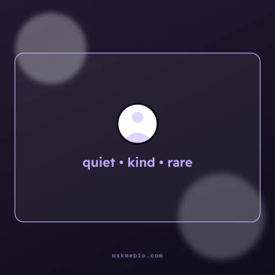 Whatsapp Bio card: quiet • kind • rare